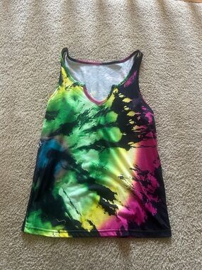 Multicolor Tie-Dye V-Neck Racerback Tank Top